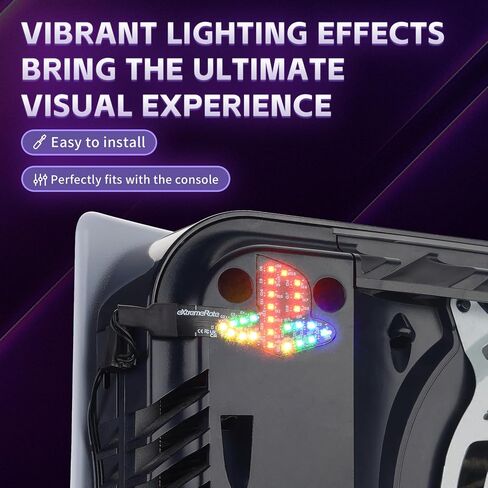Extremerate 7 Colors 40 Effects RGB Rainbow LED Kit for PS5 Console (2020 CFI-1 Series) ، لوحة LED LED LED المضيئة لقرص PS5 و Digital Edition in Kuwait