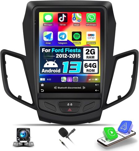 2G+64G CAR Radio for Ford Fiesta 2012 2013 2014 2015 مع Carplay Android Auto ، 9.7 "HD Touch Screen Android 13 Stereo مع GPS Navigation WiFi و Bluetooth و FM/RDS+AHD كاميرا احتياطية in Saudi Arabia