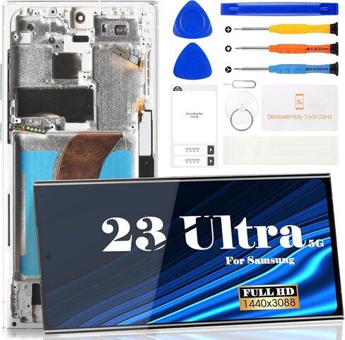 OLED for Samsung S23 Ultra 5G LCD Display لـ Samsung S23 Ultra Screen Replacement for SM-S918B SM-S918U SM-S918W Touch Screen Displizer Assembly REAPBLY مع وظيفة بصمة الإصبع (الفضة) in Saudi Arabia
