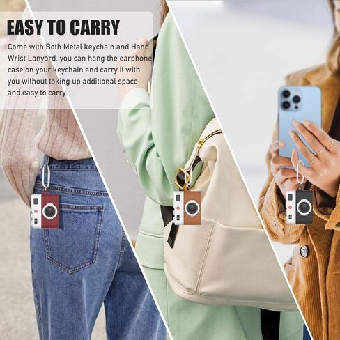 for AirPods 4 (4th Generation) Case Cover,with Keychain and Cleaner Kit,Cute Cartoon Cool Retro 3D Camera Protective Silicone Skin Cover for Airpods 4 Case,Green in Saudi Arabia