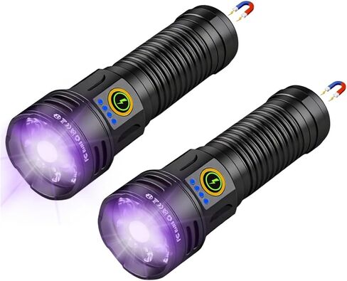 2-in-1 365nm UV Flashlight & High Lumens LED Flashlight, 7 Modes Rechargeable, 18H Runtime, IPX5 Waterproof Black Light for Pet Urine Detection, Curing Resin, Outdoor Emergencies, Scorpion Hunting in Saudi Arabia
