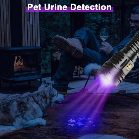 2-in-1 365nm UV Flashlight & High Lumens LED Flashlight, 7 Modes Rechargeable, 18H Runtime, IPX5 Waterproof Black Light for Pet Urine Detection, Curing Resin, Outdoor Emergencies, Scorpion Hunting in Saudi Arabia