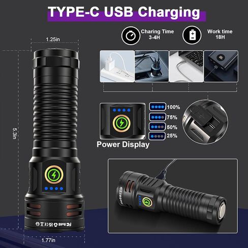 2-in-1 365nm UV Flashlight & High Lumens LED Flashlight, 7 Modes Rechargeable, 18H Runtime, IPX5 Waterproof Black Light for Pet Urine Detection, Curing Resin, Outdoor Emergencies, Scorpion Hunting in Saudi Arabia
