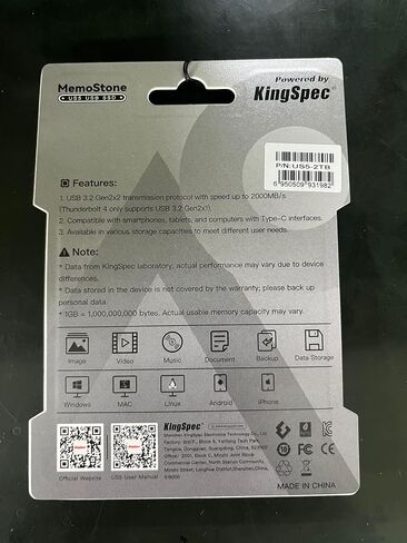 KingSpec MemoStone 2TB Portable USB-C External SSD 2000MB/s, High-Speed Solid State Drive with USB 3.2 Gen2x2 20Gb/s Interface, Compatible with Apple iPhones/Tablets/Laptops in Saudi Arabia