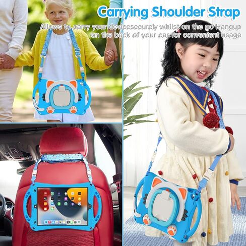 Tablet Travel Case Compatible with iPad 10.2 Case 10.5 Inch (8th Generation 2020) and (7th Generation 2019) Cute Cat Case Compatible with Kids Shockproof Protective Cover with Kickstand in Kuwait