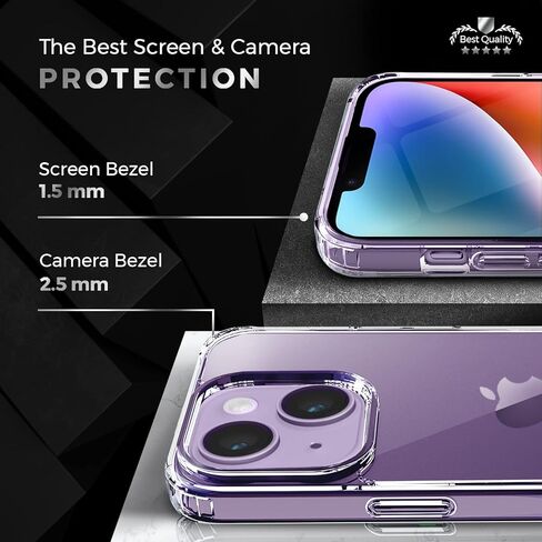 دافعة لـ iPhone 14 Plus Case مع مقطع الحزام ، وعلبة الحافظة الواقية المقاومة للصدمات والغطاء النحيف مع مقطع ، وليس علبة الهاتف الصفراء لـ Apple iPhone | وضوح البلورة in Kuwait