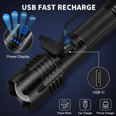 NiaoChao Flashlights 99,000 High Lumens, Super Bright LED Rechargeable Flashlight, 5 Modes Waterproof Flash Light for Home Camping Hiking in Saudi Arabia