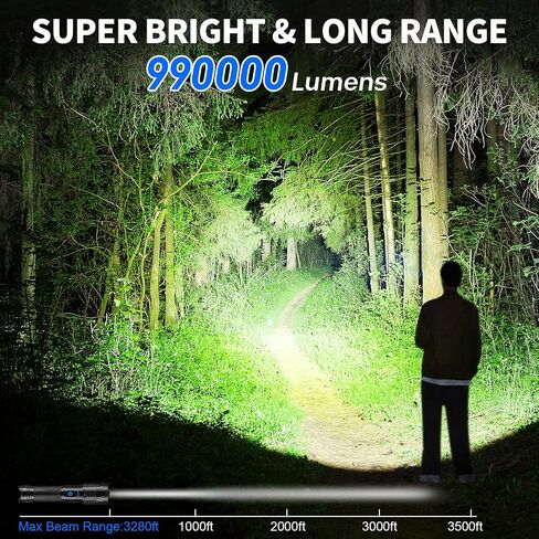 NiaoChao Flashlights 99,000 High Lumens, Super Bright LED Rechargeable Flashlight, 5 Modes Waterproof Flash Light for Home Camping Hiking in Saudi Arabia