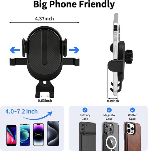 Car Phone Holder[Upgraded Powerful Suction & Stable Clamp Arm]-360°Adjustable Universal Car Mount for Dashboard/Windshield,Compatible with All iPhone & Android Phones(Black) in Saudi Arabia