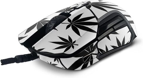 MightySkins Skin Compatible with SteelSeries Rival 5 Gaming Mouse - Pot Leaves Black | Protective, Durable, and Unique Vinyl Decal wrap Cover | Easy to Apply and Change Styles | Made in The USA in Saudi Arabia