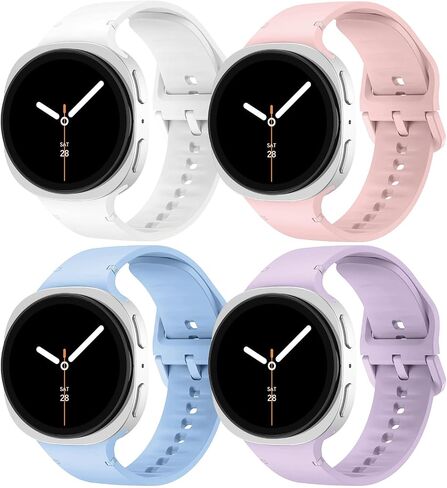4 حزمة سيليكون نطاقات لـ Samsung Galaxy Watch 8 Band 40mm 44 مم من الرجال ، لا يوجد حزام بديل للرياضة الناعمة لـ Samsung Galaxy Watch 8 Classic Band 46mm in Kuwait