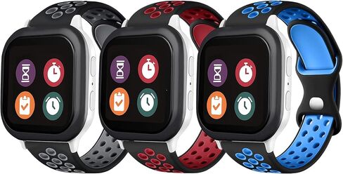 3 Pack Rainbow Bands Compatible for Gizmo Watch 3/2/1, Gabb Watch 3/2/1, Syncup Watch 2/1, 20mm Soft Breathable Waterproof Silicone Sport Band in Kuwait
