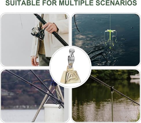 POPETPOP Fishing Bells for Rods : 10Pcs Stainless Steel Bite Alarm Bell for Night Fishing - Golden Catfishing Equipment in Saudi Arabia