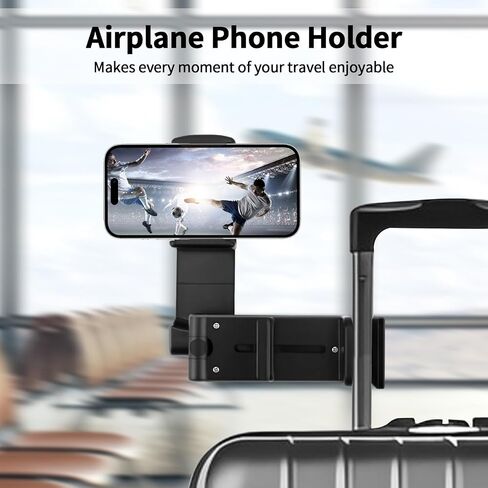 Airplane Travel Essentials Phone Holder, Portable Stand for Flying with 360 Degree Rotation, Pocket-Sized Must Have Mount for Plane Tray (Black) in Saudi Arabia