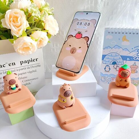 Capybara Phone Stand (Boba) - Sturdy Universal Holder for Smartphones, iPhone & Android - Cute Animal Desk Accessory, Novelty Kawaii Decor Gift for Capybara Lovers in Saudi Arabia