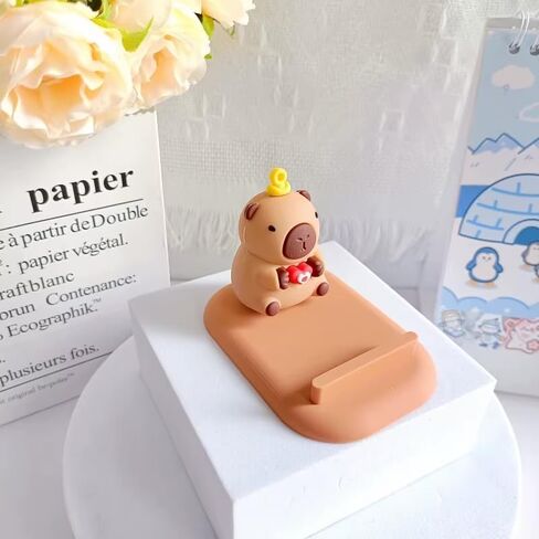 Capybara Phone Stand (Boba) - Sturdy Universal Holder for Smartphones, iPhone & Android - Cute Animal Desk Accessory, Novelty Kawaii Decor Gift for Capybara Lovers in Saudi Arabia