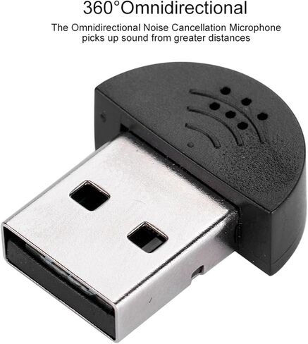 Gegong Mini USB Microphone Portable Computer Mic Noise Reduction Plug Play PC Laptop Recording Audio Adapter Compact USB 2.0 Voice Recognition Compatible (Black) in Kuwait