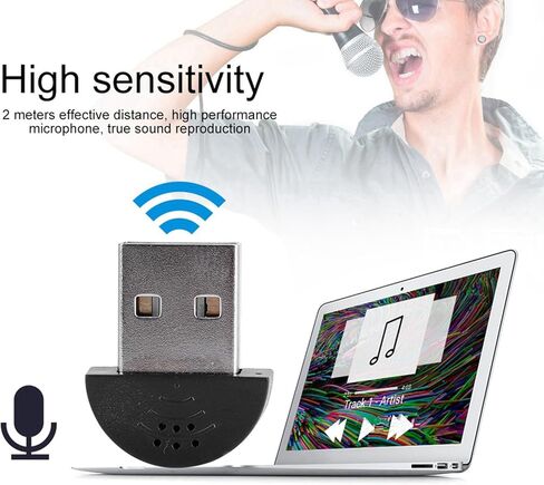 Gegong Mini USB Microphone Portable Computer Mic Noise Reduction Plug Play PC Laptop Recording Audio Adapter Compact USB 2.0 Voice Recognition Compatible (Black) in Kuwait