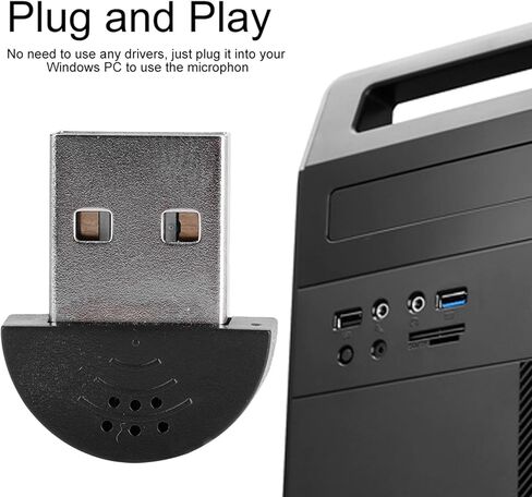 Gegong Mini USB Microphone Portable Computer Mic Noise Reduction Plug Play PC Laptop Recording Audio Adapter Compact USB 2.0 Voice Recognition Compatible (Black) in Kuwait