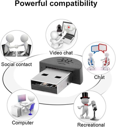 Gegong Mini USB Microphone Portable Computer Mic Noise Reduction Plug Play PC Laptop Recording Audio Adapter Compact USB 2.0 Voice Recognition Compatible (Black) in Kuwait