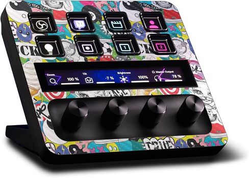 MightySkins Carbon Fiber Skin Compatible with Elgato Stream Deck + Sticker Bomb | Protective, Durable Textured Carbon Fiber Finish | Easy to Apply | Made in The USA in Saudi Arabia