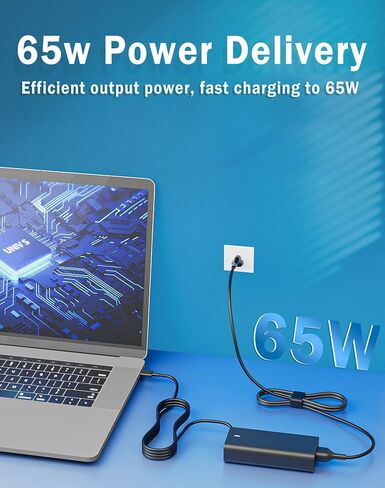 65W 60W USB C Laptop Charger Compatible with Dell Latitude XPS Chromebook Fast Charger Type C Power Cord in Saudi Arabia