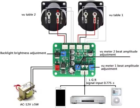 VU Meter 2PCS VU Meter 500UA VU Meter تسجيل الضوء الدافئ و CABLE +كابل مع وحدة سائق ، عدادات VU in Saudi Arabia