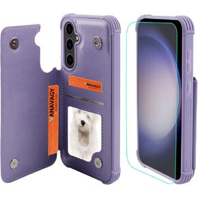 VANAVAGY Compatible for Galaxy S23 Ultra Wallet Case with RFID Blocking Card Holder, PU Leather Magnetic Clasp Kickstand Flip Phone Case Cover Fits Car Mount for Women Men,Clove Purple in Kuwait