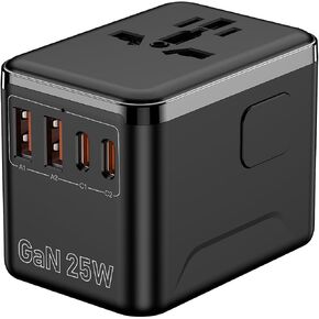 Universal Travel Adapter, International Power Plug Adapter with PD Fast Charging, 4-Port (USB-A/2 USB-C/2), Wall Charger - Worldwide Travel Essentials, Travel Plug Adapter for UK/US/AU/EU in Saudi Arabia