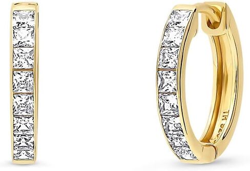 BERRICLE Sterling Silver 5-Stone Cubic Zirconia CZ Small Fashion Anniversary Hoop Huggie Earrings for Women, Rhodium Plated 0.53" in Saudi Arabia