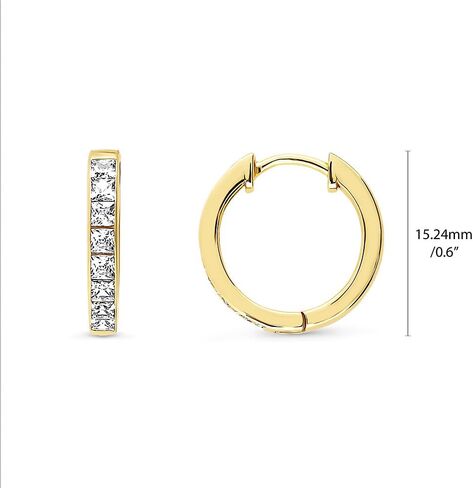 BERRICLE Sterling Silver 5-Stone Cubic Zirconia CZ Small Fashion Anniversary Hoop Huggie Earrings for Women, Rhodium Plated 0.53" in Saudi Arabia