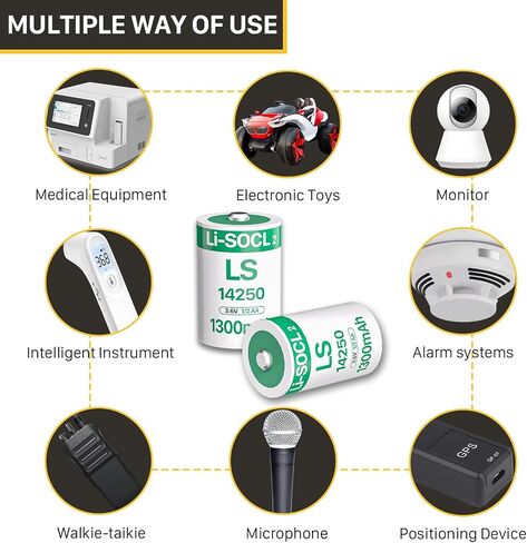 10 PCS 1300mAh LS14250 Batteries 1/2 AA 3.6 Volt Lithium Battery for Dogwatch R9 Leash Dog Collar, Memory Back-up, Real-Time Clocks, Utility Metering er14250 Battery (Non Rechargeable) in Saudi Arabia