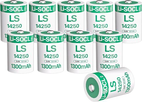 10 PCS 1300mAh LS14250 Batteries 1/2 AA 3.6 Volt Lithium Battery for Dogwatch R9 Leash Dog Collar, Memory Back-up, Real-Time Clocks, Utility Metering er14250 Battery (Non Rechargeable) in Saudi Arabia
