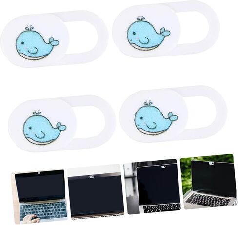 تغطية كاميرا الويب الخاصة بـ Vaguelly 4pcs Pro Cover Privacy Cover Cover Cover Slide Open Close Self-Admive Whale Design in Saudi Arabia