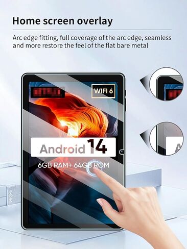واقي الشاشة لـ Colorroom K10 2025 Tablet 10 inch Android 14 أقراص مضادة للخلع 9H صلابة اللمس حساس 2.5D حواف مدورة خالية من التثبيت سهلة التثبيت ، 2 عبوة. in Saudi Arabia