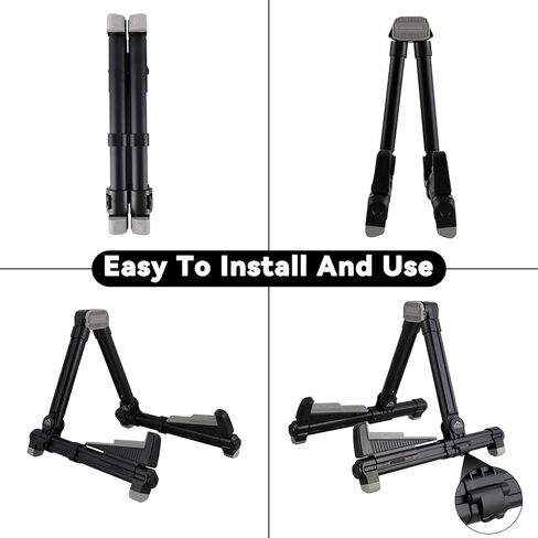 EASTROCK Folding Guitar Stand,Portable Tripod A Frame Aluminium Music Stand for Acoustic Electric Guitars, Bass, Violin, Ukulele, Banjo ( Black) in Kuwait