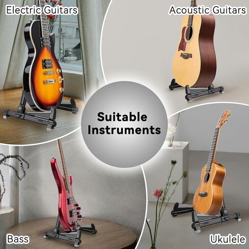 EASTROCK Folding Guitar Stand,Portable Tripod A Frame Aluminium Music Stand for Acoustic Electric Guitars, Bass, Violin, Ukulele, Banjo ( Black) in Kuwait
