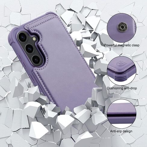 Fanavagy متوافق مع Galaxy S23 Ultra Wallet Case مع حامل بطاقة حظر RFID ، PU الجلود Clasp Kickstand Flip Case Cover Fits Car Mount for Women Men ، Clove Purple in Kuwait