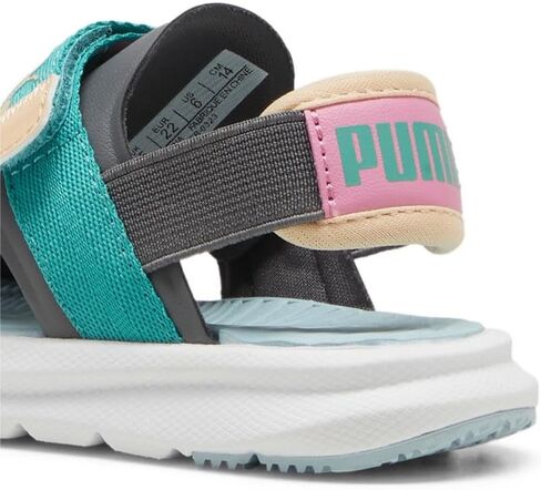 صندل رياضي Evolve من PUMA، باللون الأسود والأبيض لجميع الأوقات باللون الأحمر، مقاس 1 للأطفال الصغار من الجنسين في الولايات المتحدة in Kuwait