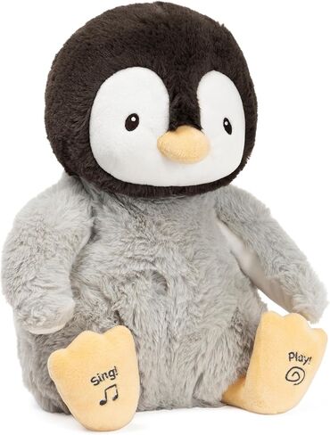 لعبة GUND Baby Animated Kissy The Penguin Plush، لعبة أطفال محشوة تغني للأعمار من 0 فما فوق، أسود/أبيض/رمادي، 30.48 سم in Saudi Arabia