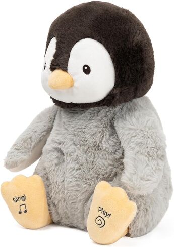 لعبة GUND Baby Animated Kissy The Penguin Plush، لعبة أطفال محشوة تغني للأعمار من 0 فما فوق، أسود/أبيض/رمادي، 30.48 سم in Saudi Arabia