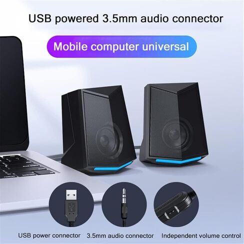 Computer Speakers for Desktop, USB Computer Speakers 6W Bass Reinforcement PC Speaker for Laptop Desktop 64mm Horn Audio Loudspeaker in Saudi Arabia