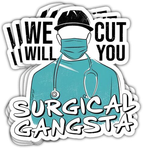 3Pcs Surgical Gangsta We Will Cut You Sticker Funny Surgical Technologist Week Gifts Surgical Tech Stickers Surgical Gangsta Surgical Tech Decal for Laptop Water Bottle Phone Car Hard Hat 3" in Saudi Arabia