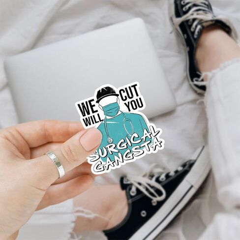 3Pcs Surgical Gangsta We Will Cut You Sticker Funny Surgical Technologist Week Gifts Surgical Tech Stickers Surgical Gangsta Surgical Tech Decal for Laptop Water Bottle Phone Car Hard Hat 3" in Saudi Arabia