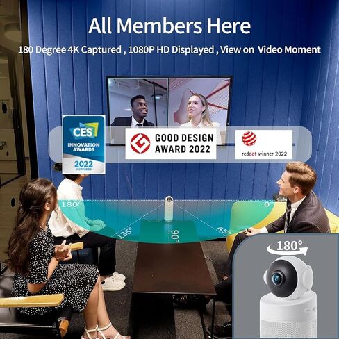 KanDao Meeting 360 (2023) Video Conference Room Camera, 1080P HD 360° Automatic Speaker Focus & Smart Zooming Conference System, Noise-Cancelling Microphones & Hi-Fi Speakers Meeting Room Camera in Kuwait