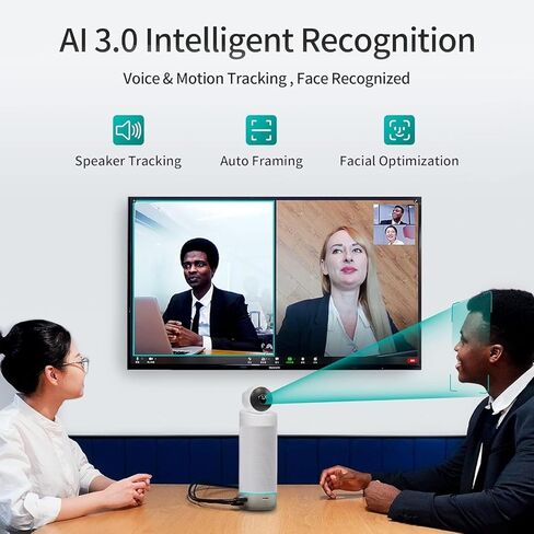 KanDao Meeting 360 (2023) Video Conference Room Camera, 1080P HD 360° Automatic Speaker Focus & Smart Zooming Conference System, Noise-Cancelling Microphones & Hi-Fi Speakers Meeting Room Camera in Kuwait