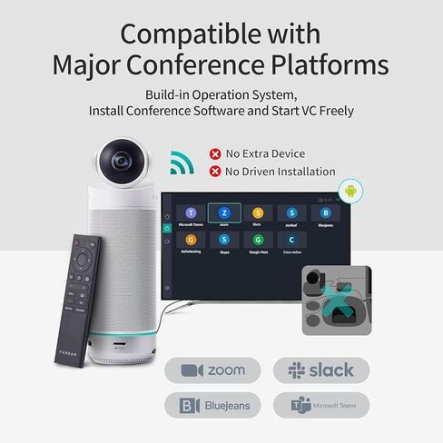 KanDao Meeting 360 (2023) Video Conference Room Camera, 1080P HD 360° Automatic Speaker Focus & Smart Zooming Conference System, Noise-Cancelling Microphones & Hi-Fi Speakers Meeting Room Camera in Kuwait