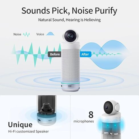 KanDao Meeting 360 (2023) Video Conference Room Camera, 1080P HD 360° Automatic Speaker Focus & Smart Zooming Conference System, Noise-Cancelling Microphones & Hi-Fi Speakers Meeting Room Camera in Kuwait