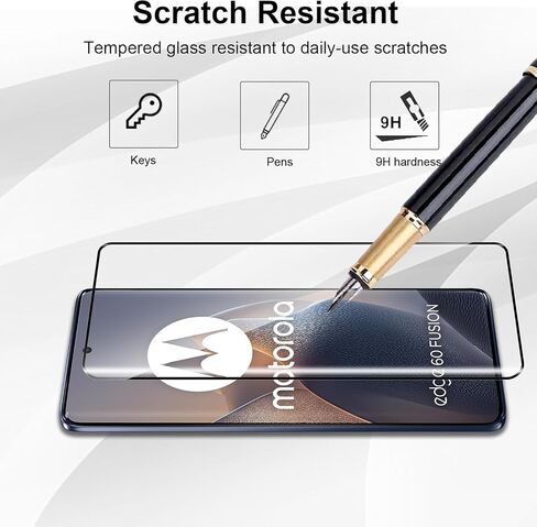 2 Pack Screen Protector for Motorola Edge 60 Fusion, 2 Tempered Glass Screen Protector,Case Friendly,Scratch Resistant,HD-Clear,Clear Black in Kuwait