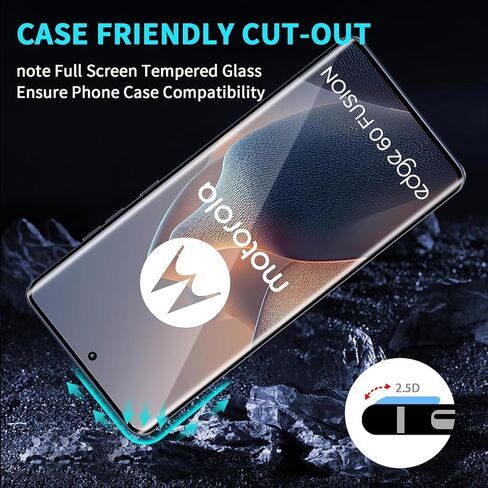 2 Pack Screen Protector for Motorola Edge 60 Fusion, 2 Tempered Glass Screen Protector,Case Friendly,Scratch Resistant,HD-Clear,Clear Black in Kuwait